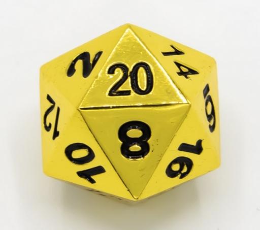Metallinen D20 noppa