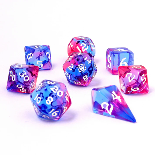8 Piece RPG Dice Set Unicorn Tears