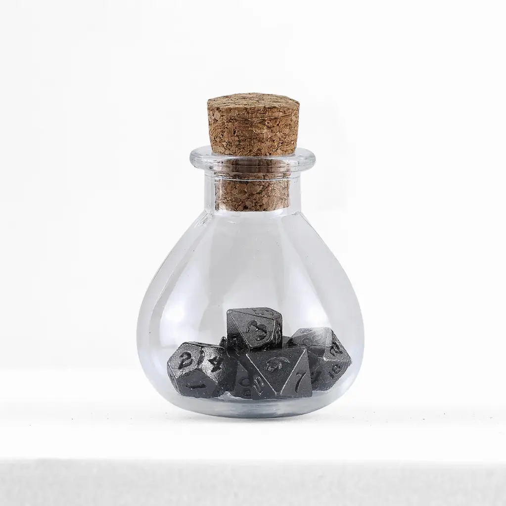 Unseeli Tiny Dice Set in Potion Bottle Gunmetal