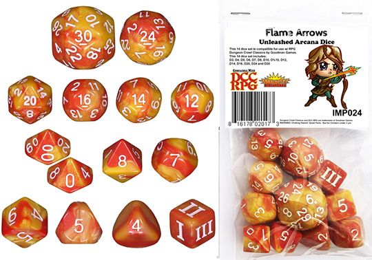 DCC RPG Flame Arrows Dice Set (14)