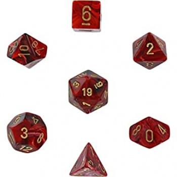 [27434] Chessex Vortex 7-Die Set - Burgundy w/gold