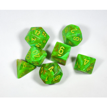 [27515] Chessex Vortex 7-Die Set -Slime w/yellow