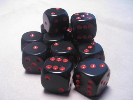 [CHX25618] Dice Sets Black/Red Opaque 16mm d6 (12)