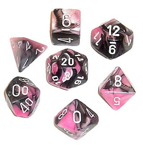 [CHX20630] Gemini Mini-Polyhedral Black-Pink/white 7-Die Set
