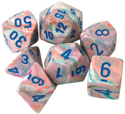 [CHX20544] Festive Mini-Polyhedral Pop Art/blue 7-Die set