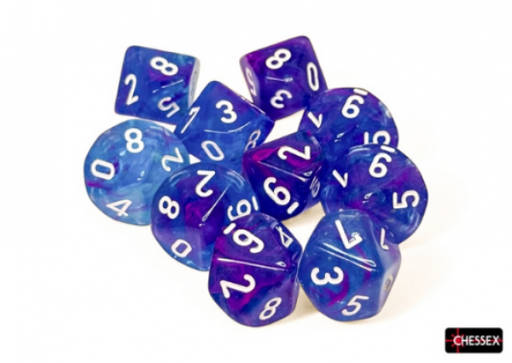 [CHX27367] Nebula Aura white Luminary Set of Ten d10s