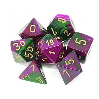 Chessex Gemini Polyhedral 7-Die Set - Green-Purple w/gold