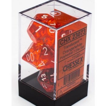 Chessex Translucent Polyhedral 7-Die Set - Orange/white