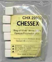 Chessex Opaque Polyhedral Bag of 10 Blank 6-sided dice