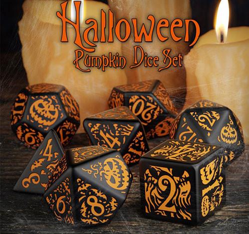 Halloween Pumpkin Black & orange Dice Set (7)