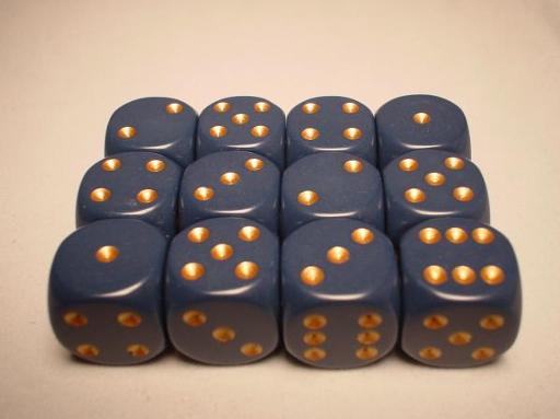 Dice Sets Blue/Copper Dusty Opaque 16mm d6 (12)