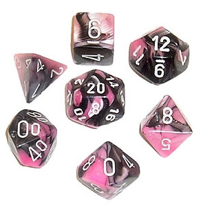 Gemini Mini-Polyhedral Black-Pink/white 7-Die Set