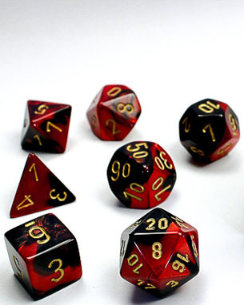 Gemini Mini-Polyhedral Black-Red/gold 7-Die Set