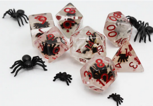 Red Swirl Ancient Gear RPG Dice Set (7)