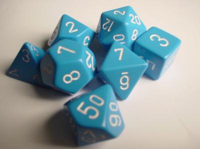 RPG Dice Sets Light Blue/White Opaque Polyhedral 7-Die Set