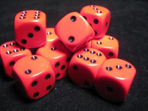 Dice Sets Red/Black Opaque 16mm d6 (12)