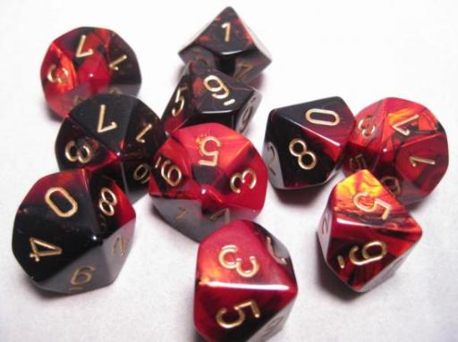 Dice Sets Black-Red/Gold Gemini d10 Set (10)