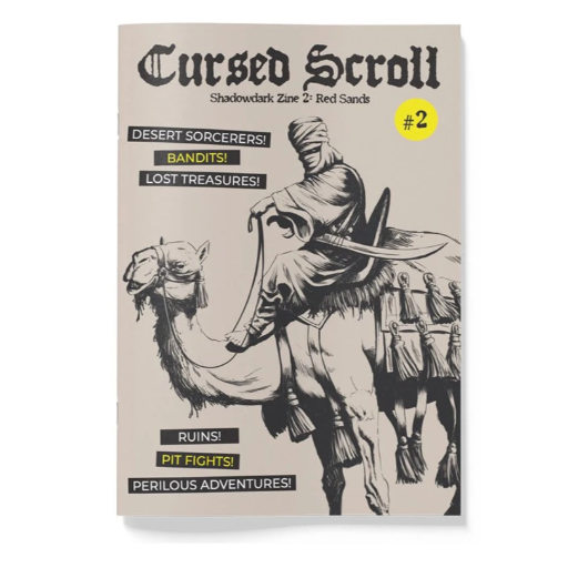 Cursed Scroll Zine, Vol. 2: Red Sands, Print + PDF (Shadowdark RPG)