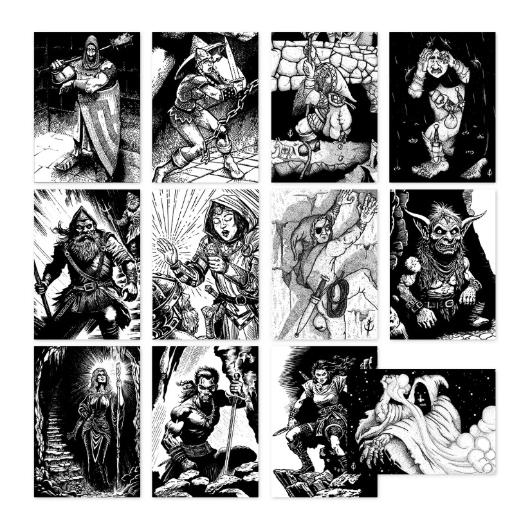 Shadowdark - 12 Premade 1st-Level Character Cards