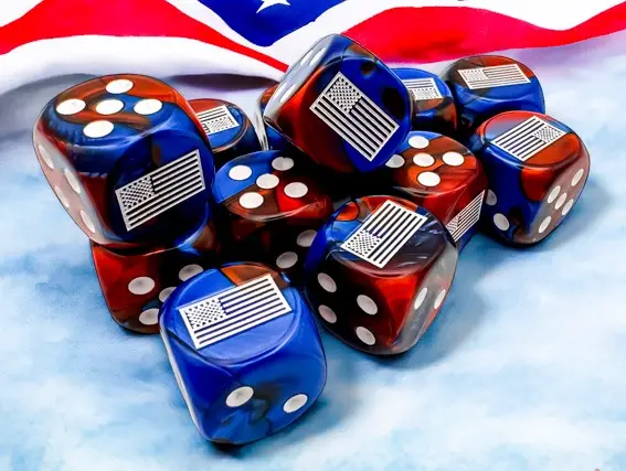 16mm WWII Dice United States Gemini Blue-Red/White (12)