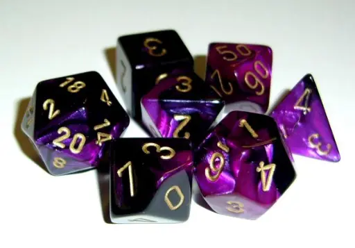 RPG Dice Sets Gemini 4 Poly Black Purple/gold Polyhedral 7-Die Set