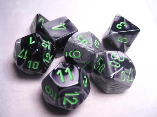 RPG Dice Sets Gemini 5 Black-Grey/Green Polyhedral 7-Die Set