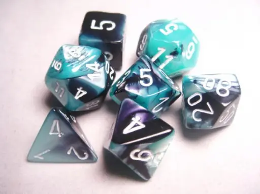RPG Dice Sets Gemini 5 Black-Shell/White Polyhedral 7-Die Set