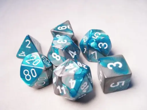 RPG Dice Sets Gemini 6 Steel-Teal/White Polyhedral 7-Die Set