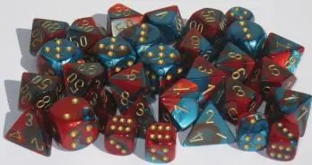 RPG Dice Sets Gemini 7 Red-Teal/gold Polyhedral 7-Die Set