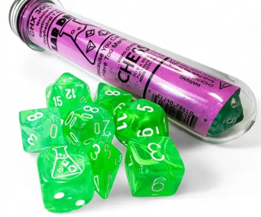 Lab Dice 9 Nebula Gelatinous/White Polyhedral Set (7+1)