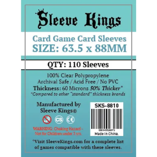 63,5x88mm Card Game Card Sleeves 60 Microns (110)
