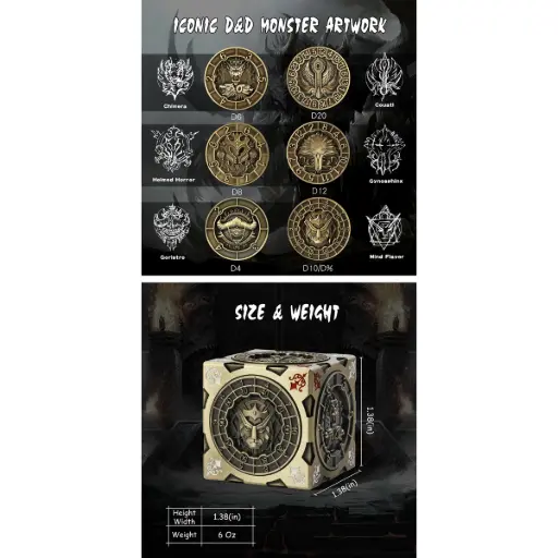 Cube Spinner Dice Bronze