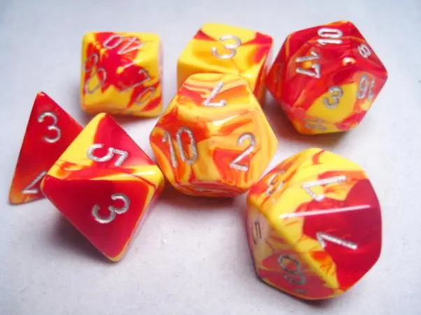 RPG Dice Sets Gemini 5 Red Yellow/Silver Polyhedral 7-Die Set