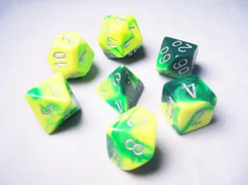RPG Dice Sets Gemini 6 Green-Yellow/Silver Polyhedral 7-Die Set