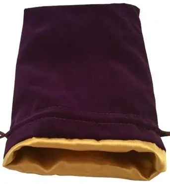 Purple Velvet Dice Bag with Gold Satin Lining 6x8 