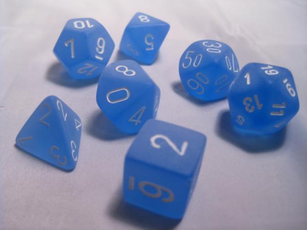 RPG Dice Sets Blue/White Frosted Polyhedral 7-Die Set