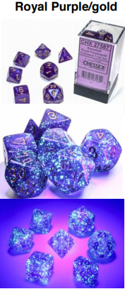 Borealis Polyhedral Royal Purple/gold Luminary 7-Die Set