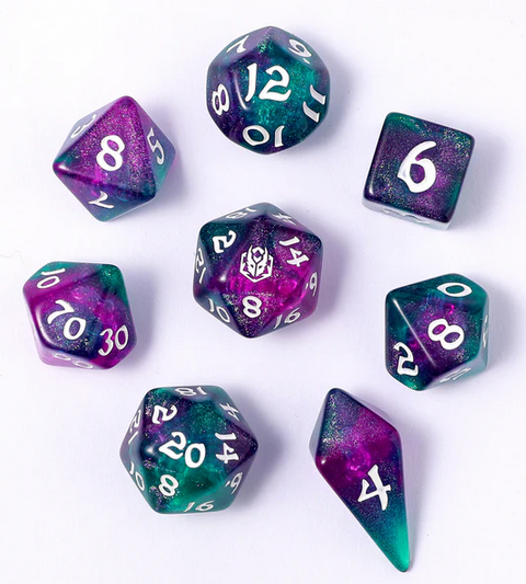 Hymgho 8 Piece RPG Dice Set Jester's Cloak