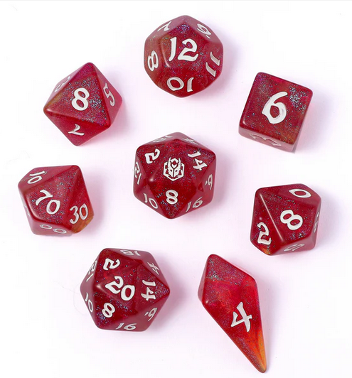 Hymgho 8 Piece RPG Dice Set Infernal Spark