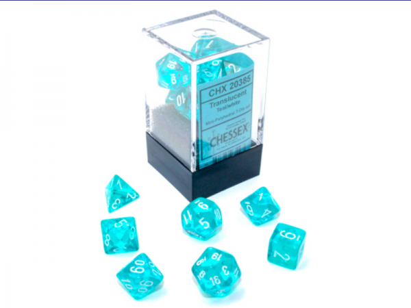 Chessex Translucent Mini-Polyhedral Teal/White 7-Die Set