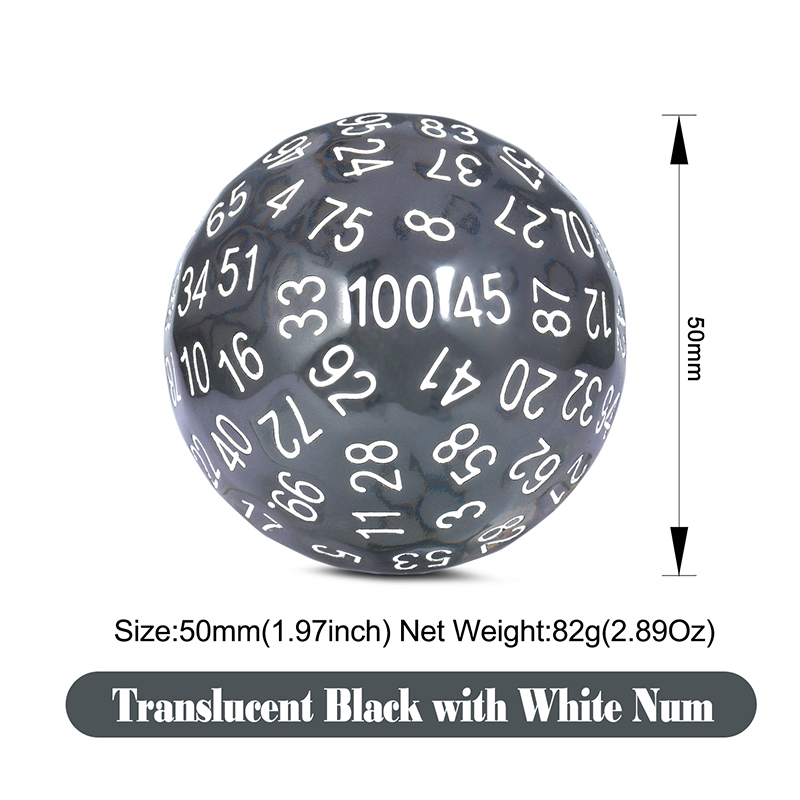 D100 Dice Transparent Gray