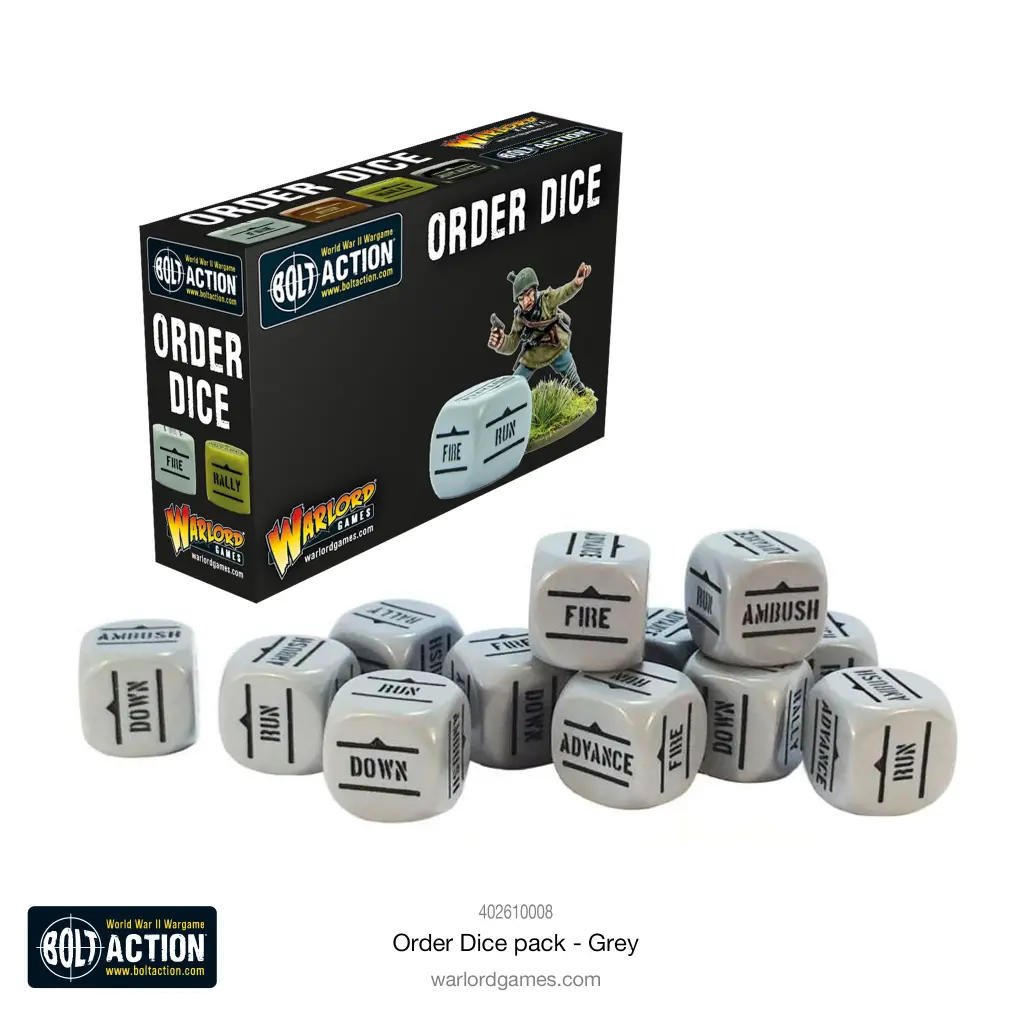 Bolt Action - Orders Dice Pack - Grey