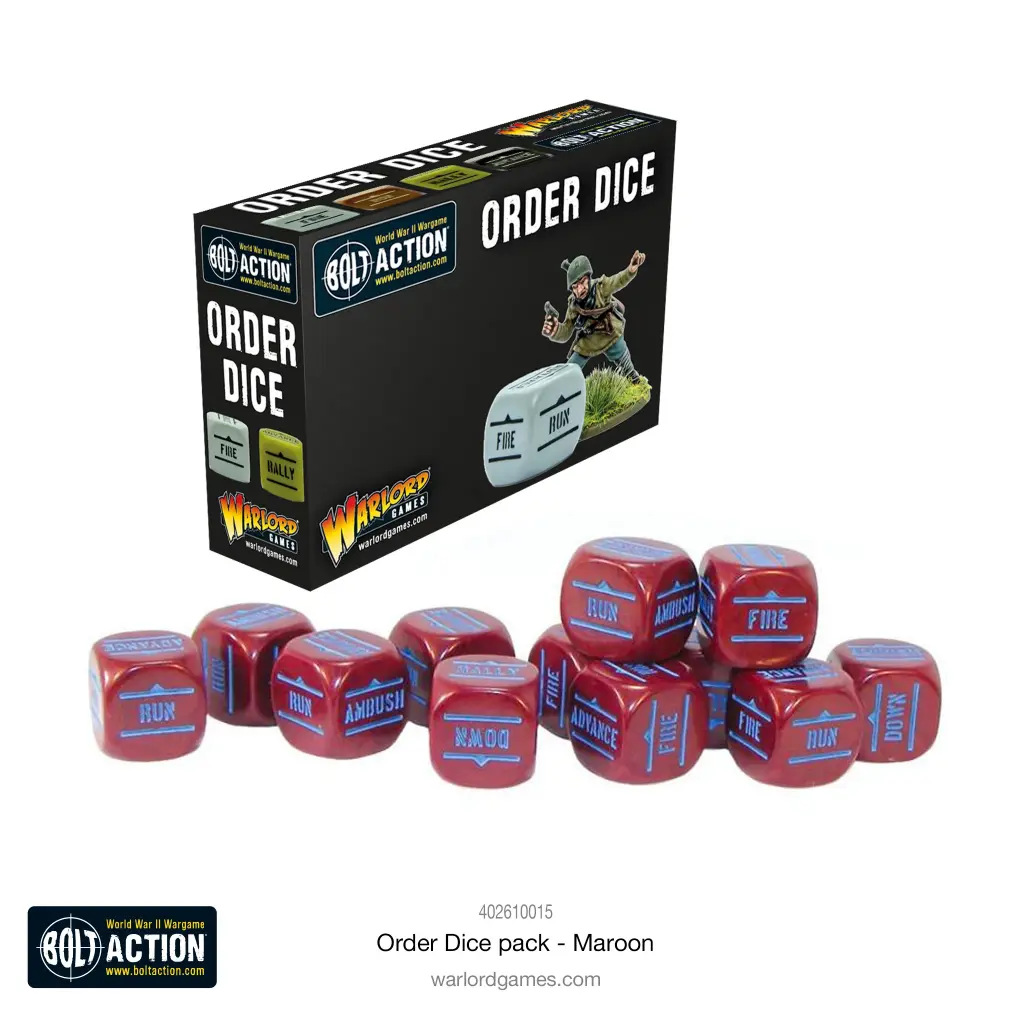 Bolt Action - Orders Dice Pack - Maroon