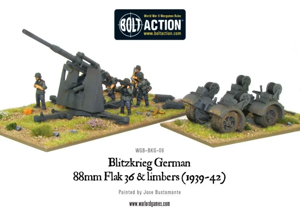 Bolt Action - Blitzkrieg German 88mm Flak 36 & limbers (1939-42)