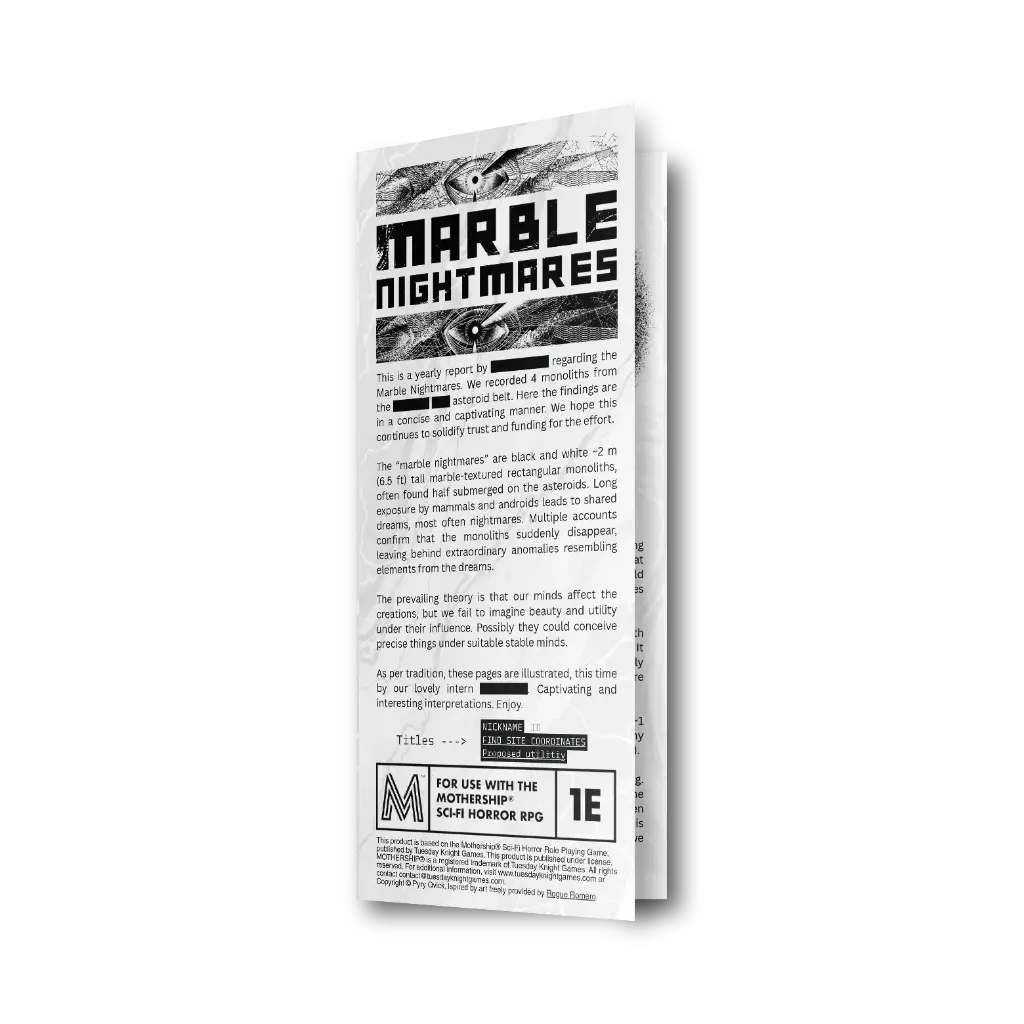 Mothership RPG Marble Nightmares