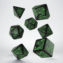 [SCTR21] Call of Cthulhu 7th Edition Black &amp; green Dice Set (7)