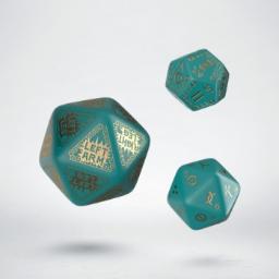 [SRQE97] RuneQuest Turquoise &amp; gold Expansion Dice (3)