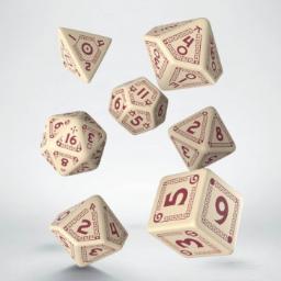 [SRQU87] RuneQuest Beige &amp; burgundy Dice Set (7)