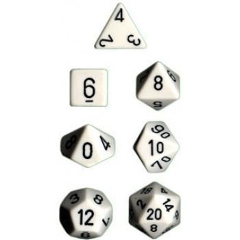 [25401] Chessex Opaque Polyhedral 7-Die Sets - White w/black