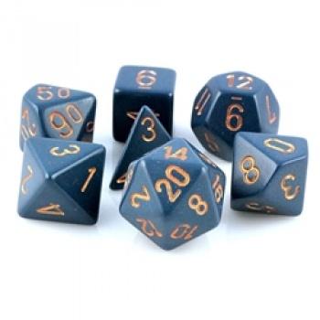 [25426] Chessex Opaque Polyhedral 7-Die Sets - Dusty Blue w/gold